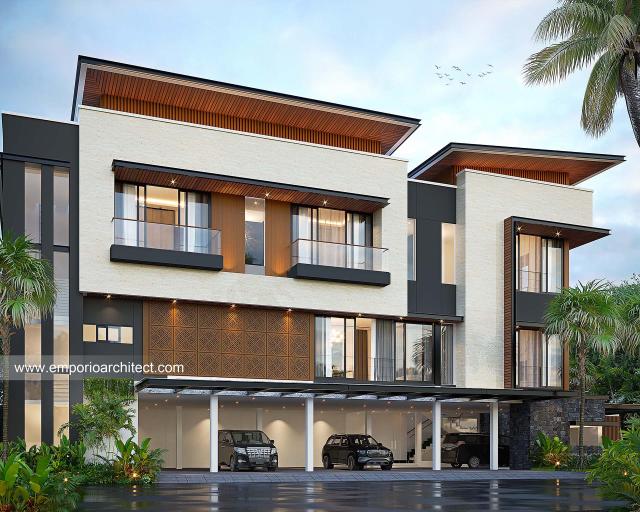 Desain Tampak Samping Villa Modern 3 Lantai Ibu GT di Toraja, Sulawesi Selatan