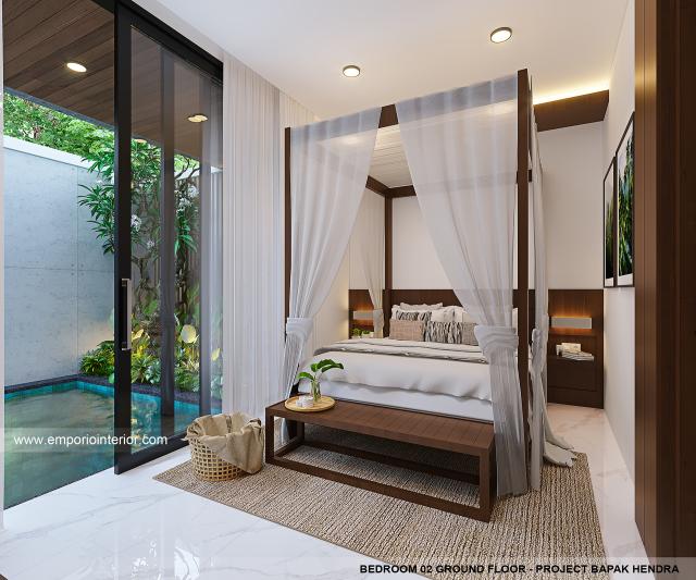 Desain Kamar Tidur 2 Lantai Dasar Verdant Villa Modern 3 Lantai di Gianyar, Bali