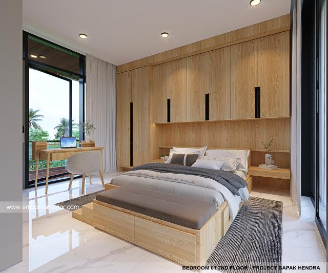 Desain Kamar Tidur 1 Lantai 2 Verdant Villa Modern 3 Lantai di Gianyar, Bali