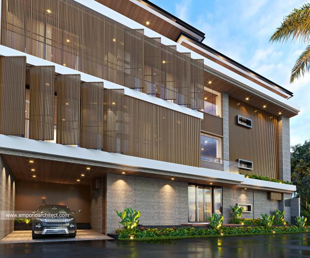 Desain Tampak Depan 2 Villa E Verdant Villa Modern 3 Lantai di Gianyar, Bali