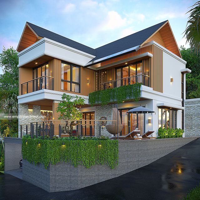 Desain Tampak Hook Villa Modern 3 Lantai Bapak GRR di Ungasan, Badung, Bali