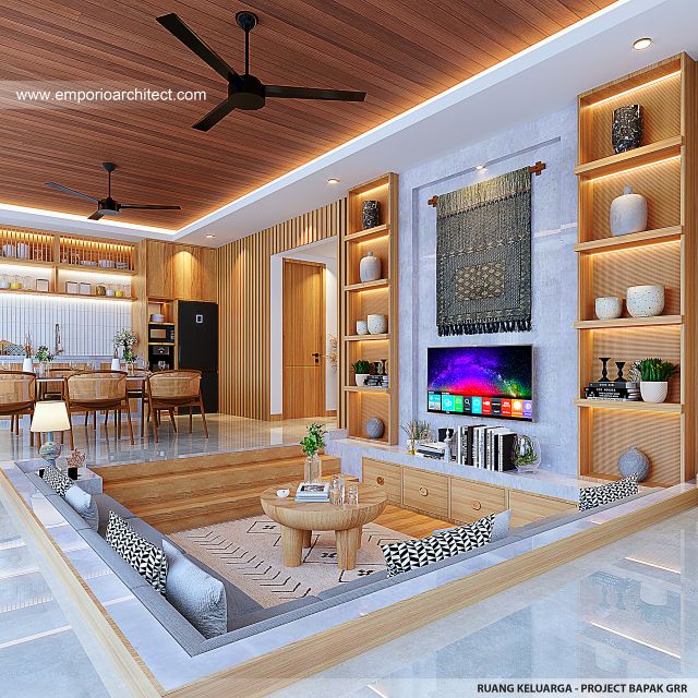 Desain Ruang Keluarga Villa Modern 3 Lantai Bapak GRR di Ungasan, Badung, Bali