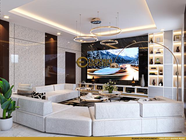 Desain Ruang Entertainment Villa Modern 3 Lantai Bapak Rudy di Jakarta