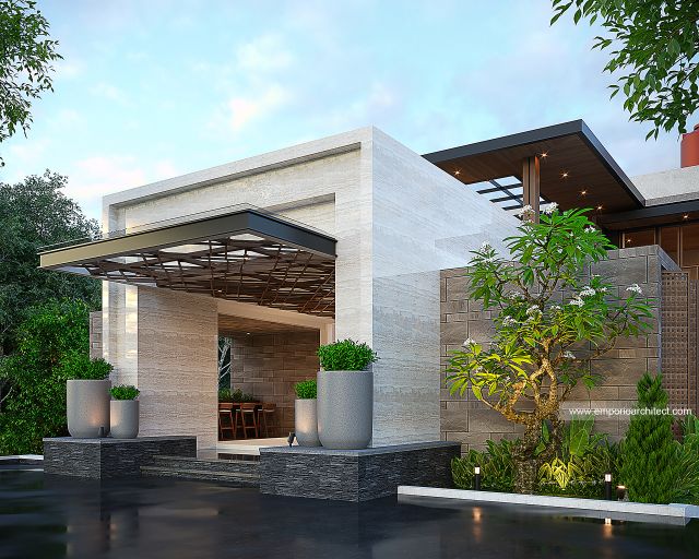 Desain Tampak Belakang Villa Modern 3 Lantai Bapak RTO dan Ibu HN di Bogor