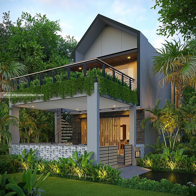 Desain Tampak Depan Villa Modern Minimalis 3 Lantai Ibu PTI di Tabanan, Bali