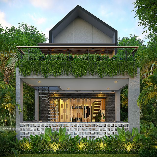 Desain Tampak Depan 3 Villa Modern Minimalis 3 Lantai Ibu PTI di Tabanan, Bali