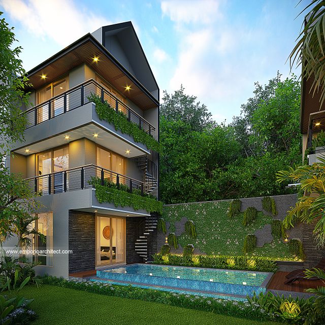 Gambar 1 Desain Villa Modern Minimalis 3 Lantai Ibu PTI 1893 di  Tabanan, Bali