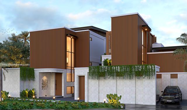 Gambar 2 Desain Villa Modern 3 Lantai Ibu Ati di  Badung, Bali