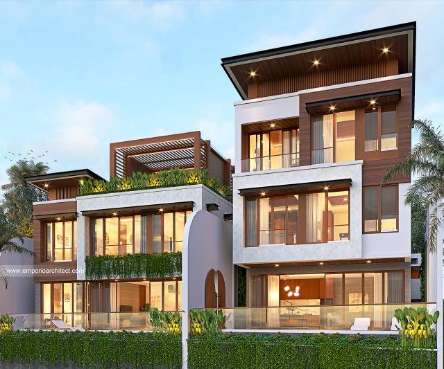 Desain Villa Modern 3 Lantai Ibu Ati di  Badung, Bali