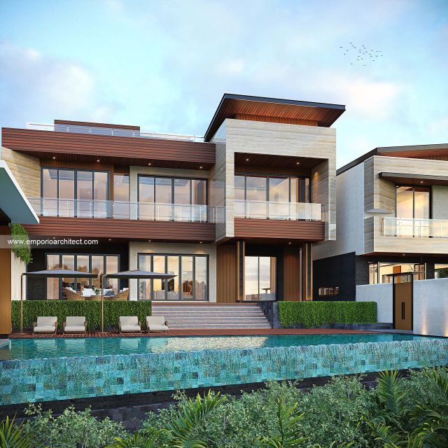 Desain Tampak Belakang 2 Villa Belakang Modern 4 Lantai Bapak RD di Bali