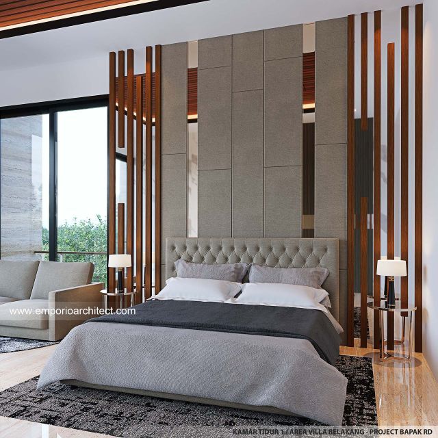 Desain Kamar Tidur 1 Villa Belakang Modern 4 Lantai Bapak RD di Bali