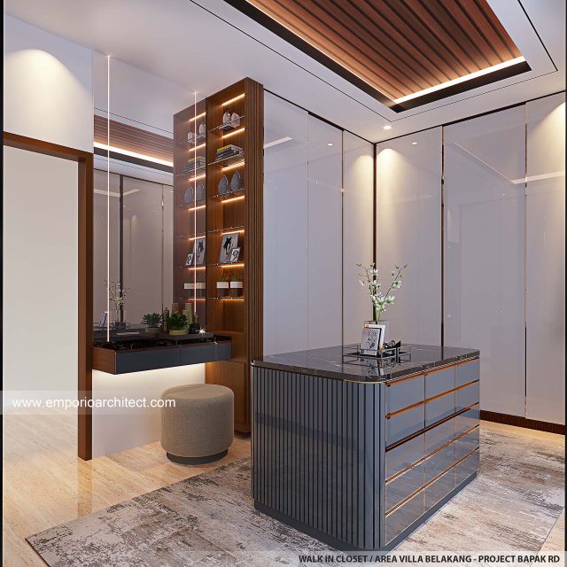 Desain Walk In Closet Villa Belakang Modern 4 Lantai Bapak RD di Bali