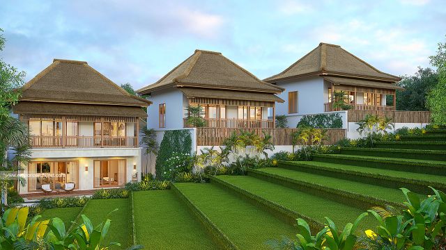 Desain Tampak Belakang Villa Style Villa Bali Tropis 2 Lantai Bapak CHD di Uluwatu, Bali