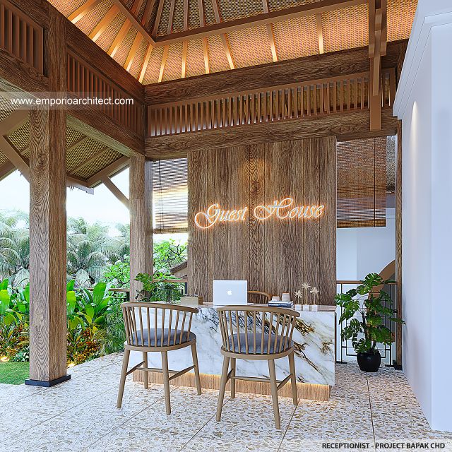 Desain Receptionist Lobby & Pool Villa Style Villa Bali Tropis 2 Lantai Bapak CHD di Uluwatu, Bali