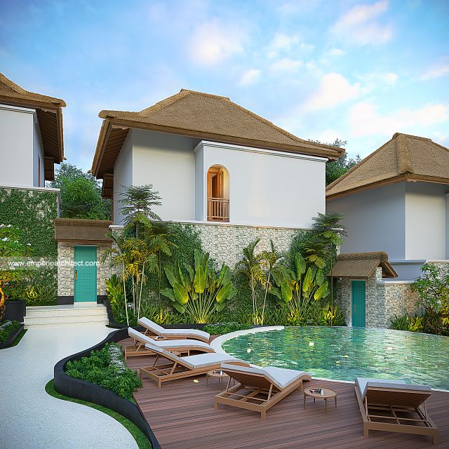 Desain Tampak Depan Villa A Style Villa Bali Tropis 2 Lantai Bapak CHD di Uluwatu, Bali