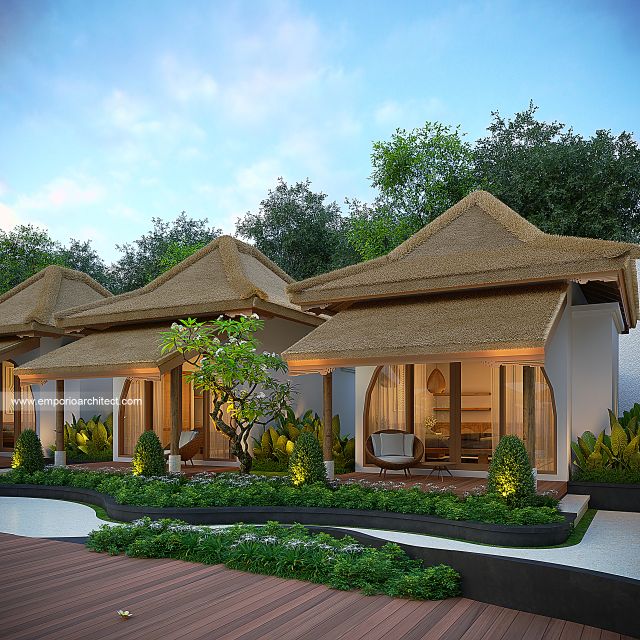 Desain Tampak Depan Kanan Villa C Style Villa Bali Tropis 2 Lantai Bapak CHD di Uluwatu, Bali