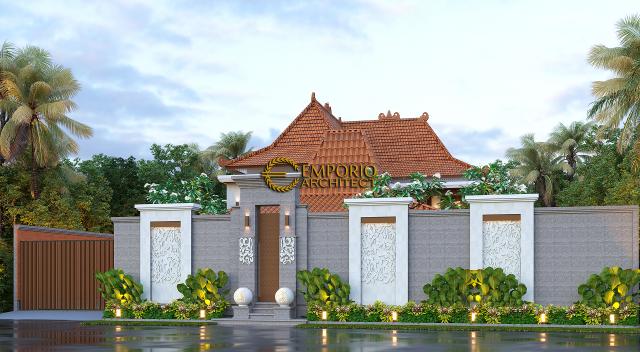 Desain Tampak Depan Dengan Pagar Villa Style Villa Bali 2 Lantai Bapak Arif di Yogyakarta