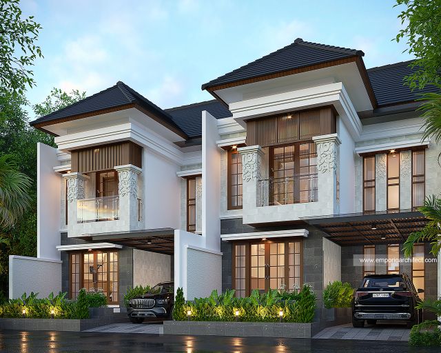 Desain Tampak Depan 2 Villa Style Villa Bali 2 Lantai Bapak ATN di Bali