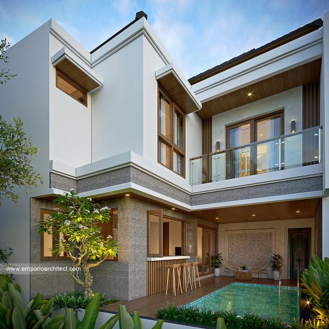 Desain Tampak Belakang Villa Style Villa Bali 2 Lantai Ibu VRC di Bali