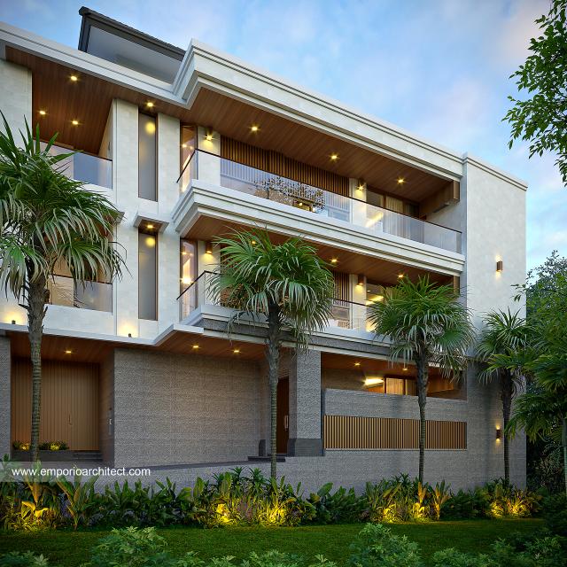 Desain Tampak Depan Kiri Villa Style Villa Bali Modern 3 Lantai Bapak HDR Type E di Gianyar, Bali