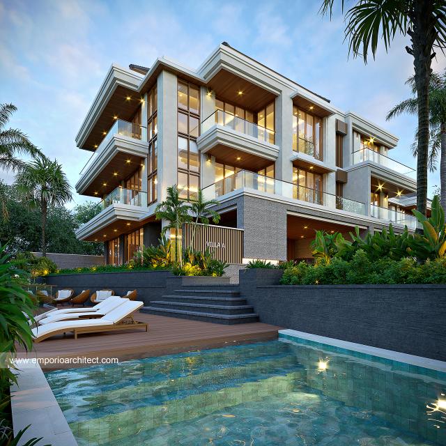 Gambar 1 Desain Villa Style Villa Bali Modern 3 Lantai Bapak HDR 1476 Type A di  Gianyar, Bali