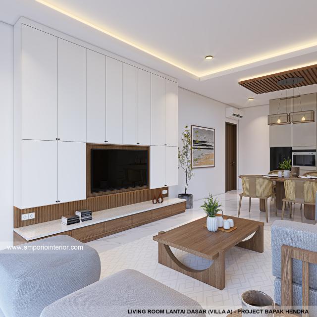 Desain Ruang Keluarga Lantai Dasar Villa Style Villa Bali Modern 3 Lantai Bapak HDR 1476 Type A di Gianyar, Bali