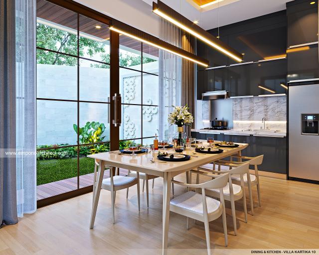 Desain Ruang Makan dan Dapur Villa Kartika 10 Style Villa Bali Modern 2 Lantai di Bali