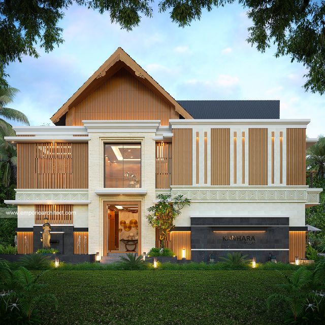 Desain Tampak Depan 3 Villa Style Villa Bali Modern 2 Lantai Bapak MGG di Ubud, Bali