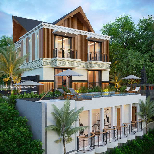 Desain Tampak Hook Villa Style Villa Bali Modern 2 Lantai Bapak MGG di Ubud, Bali