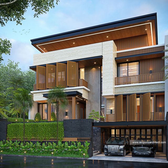 Desain Tampak Depan 3 Rumah Modern 3 Lantai Ibu SR di Bogor