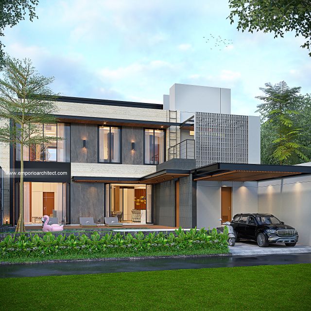 Gambar 3 Desain Rumah Modern 3 Lantai Ibu SR 1938 di  Bogor