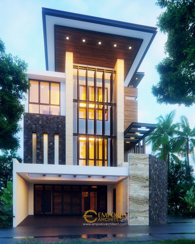 Desain Exterior 1 Rumah Modern 3 Lantai Bapak RZ di Jakarta