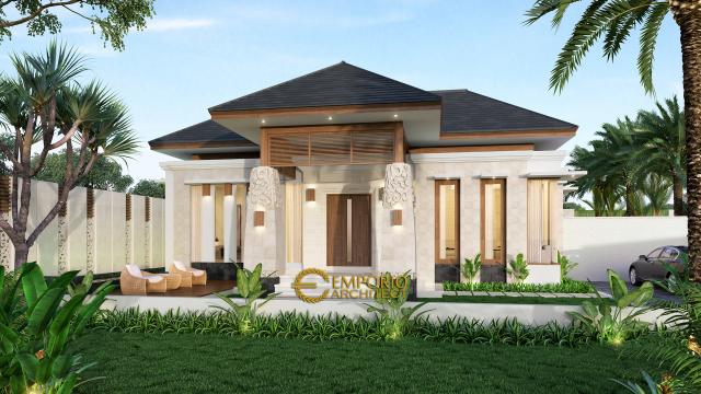 Desain Exterior Rumah Villa Bali 1 Lantai Bapak Farizal II di Aceh