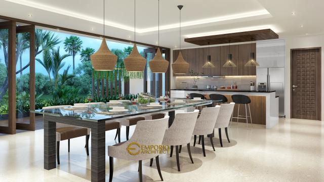 Desain Ruang Makan dan Dapur Rumah Villa Bali 1 Lantai Bapak Farizal II di Aceh