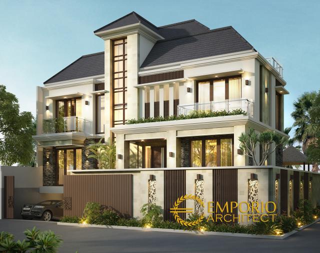 Desain Tampak Depan Rumah Hook Villa Bali 3 Lantai Bapak Abdul di Ambon, Maluku