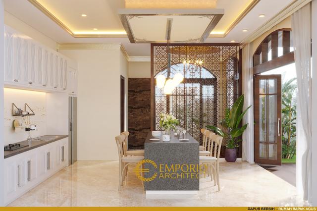 Desain Dapur Bersih Rumah Mediteran 2 Lantai Bapak Agus di Balikpapan