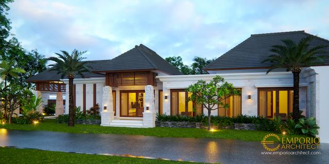 Desain Tampak Depan 1 Rumah Villa Bali 1 Lantai Bapak Malvin di Balikpapan