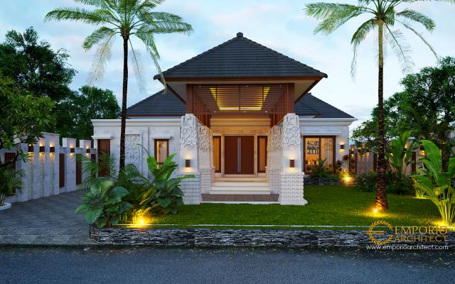 Desain Tampak Depan 2 Rumah Villa Bali 1 Lantai Bapak Malvin di Balikpapan