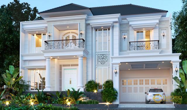 Desain Tampak Depan Rumah Classic 2 Lantai Ibu Rahma di Balikpapan