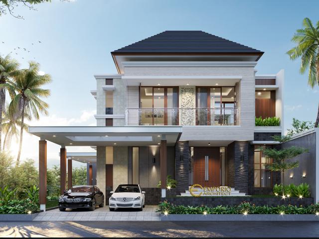 Desain Tampak Depan 2 Rumah Modern 2 Lantai Bapak Sakti di Bandar Lampung