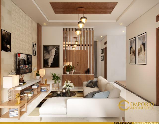 Desain Ruang Keluarga Rumah Classic 1 Lantai Bapak Abdullah di Bandung