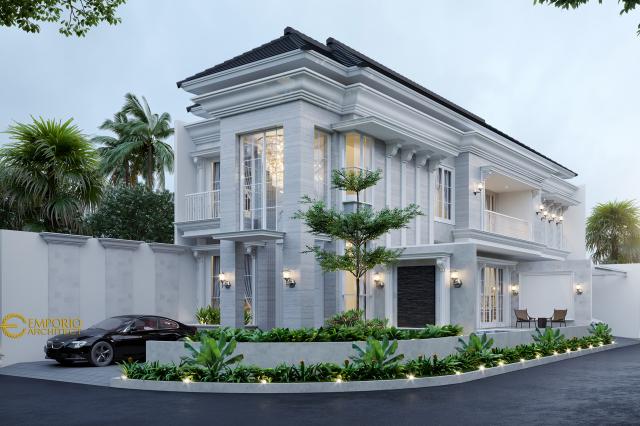 Desain Tampak Depan 1 Rumah Hook Classic 2 Lantai Bapak Aldi di Bandung