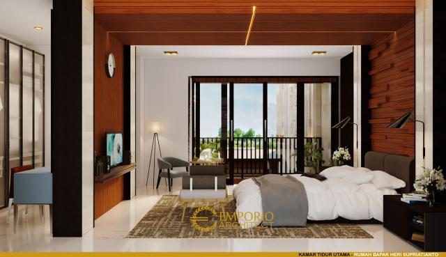 Desain Kamar Tidur Utama Rumah Villa Bali 2 Lantai Bapak Heri Supriatianto di Bandung