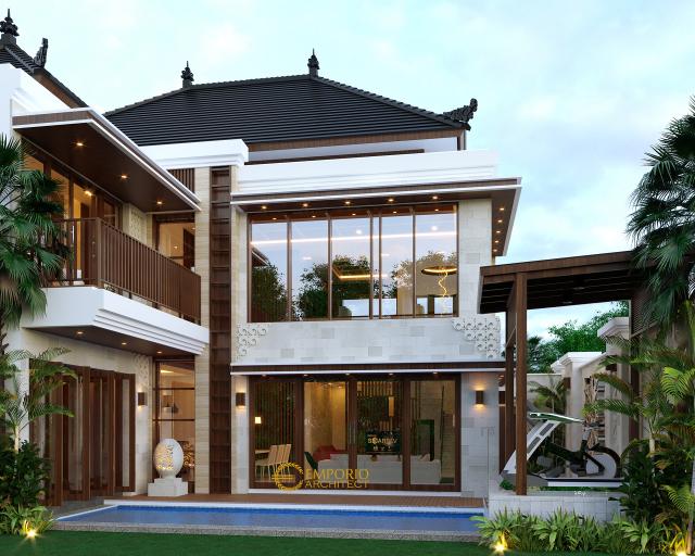 Desain Tampak Belakang 2 Rumah Villa Bali 2 Lantai Bapak Heri Supriatianto di Bandung