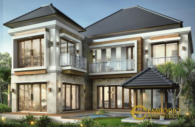 Desain Tampak Belakang Rumah Villa Bali 2 Lantai Ibu Dewi di Bandung