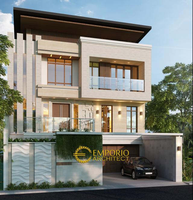 Desain Tampak Depan Rumah Modern 2.5 Lantai Ibu Linda di Bandung