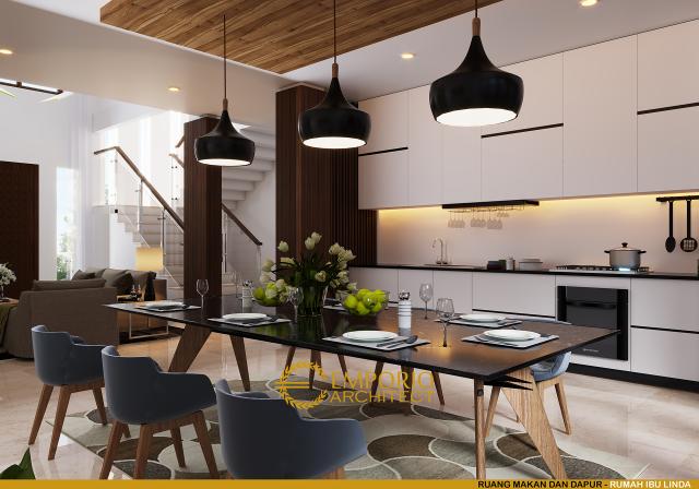 Desain Ruang Makan dan Dapur Rumah Modern 2.5 Lantai Ibu Linda di Bandung