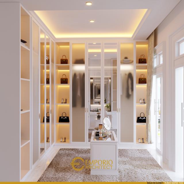 Desain Walk In Closet Rumah Classic 2 Lantai Bapak Yogi di Bandung, Jawa Barat