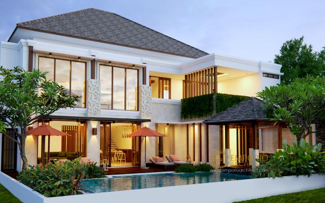 Desain Tampak Belakang Rumah Villa Bali 2 Lantai Beverly Ave Type A10 di Batam