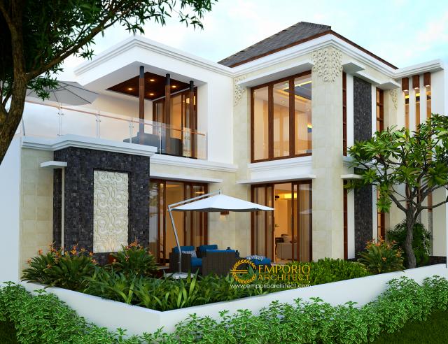 Desain Tampak Belakang Rumah Villa Bali 2 Lantai Beverly Park Type C2 di Batam